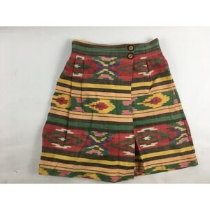 First Option Skirt Women's Size S Short Skort Front Button Aztec Print Pull On